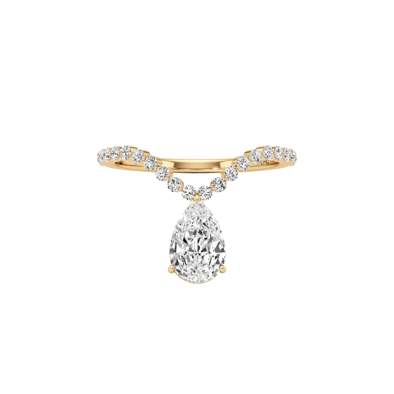 Tear curve diamond ring